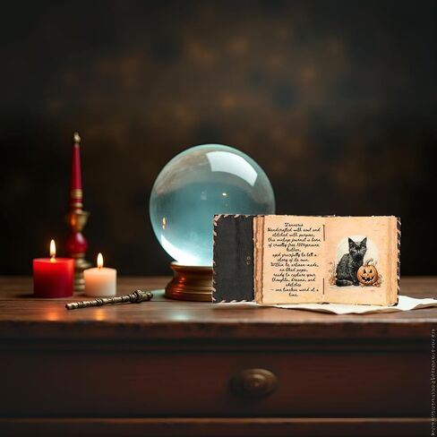 Hocus Pocus Book of Spelss - Leather Spell Book of Shadows with Lock | مجلة الساحرة للكتابة | ديكور الهالوين ، الدعامة المخصصة ، هدايا عصبية ، ديكور المشبك عتيقة ديكور ، هدايا الساحرة للرجال والنساء (7x5 بوصة ، بني) in Kuwait