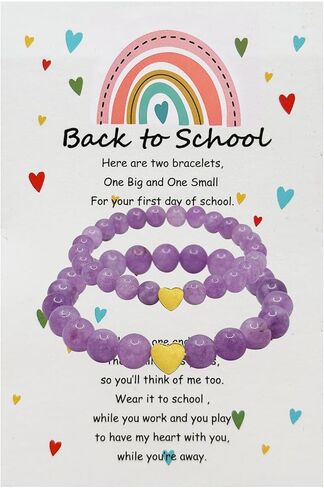 CHICYOHO Back to School Bracelets Matching Heart Crystal Mother Daughter First Day of School Bracelets for Mommy and Me Separation Anxiety Bracelet for Girls Boys in Saudi Arabia