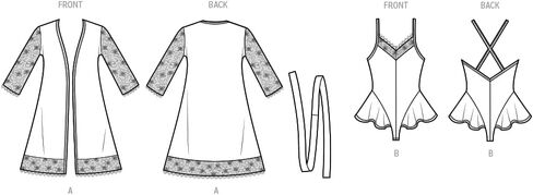 Simplicity Misses' and Women's Robe with Belt and Teddy Lingerie Sewing Pattern Packet by Madalynne Intimates, Design Code S9802, Sizes 1X-5X, Multicolor in Saudi Arabia