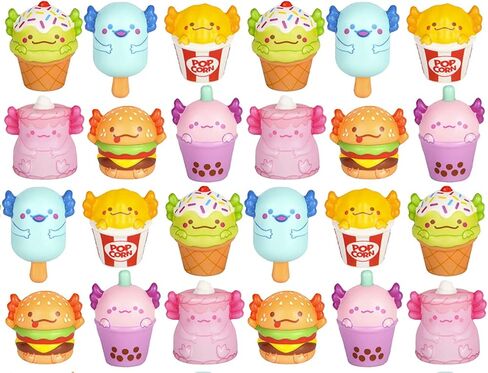 24 Mini 2" Food Axolotl Slow Rise Squishy Toys - Memory Foam Party Favors, Fidgets, Prizes, OT (Bulk - 24 Axolotls (2 Dozen)) in Saudi Arabia