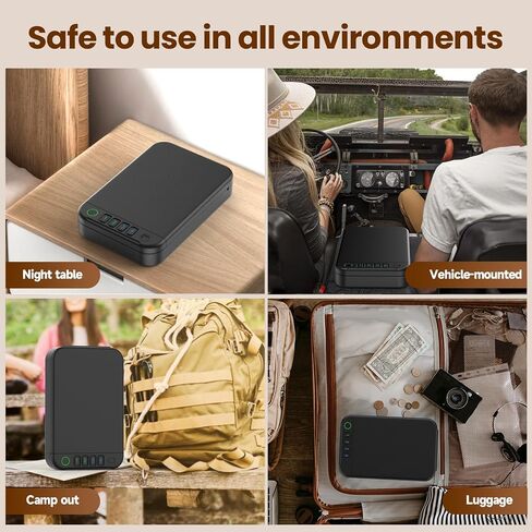 Gun Safe, Upgrade APP Control Portable Small Pistol Safe Travel Case, Biometric Gun Safes for Handgun, Fingerprint Quick Access Gun Box with Keys, Keypad and USB-C Port for Home Bedside Nightstand Car in Saudi Arabia