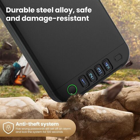 Gun Safe, Upgrade APP Control Portable Small Pistol Safe Travel Case, Biometric Gun Safes for Handgun, Fingerprint Quick Access Gun Box with Keys, Keypad and USB-C Port for Home Bedside Nightstand Car in Saudi Arabia