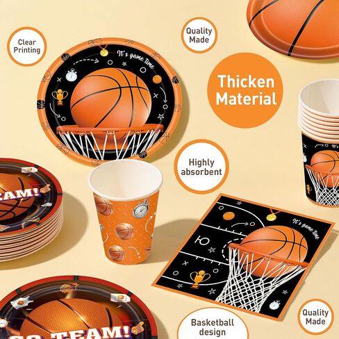 مجموعة زخارف لحفلات كرة السلة وإمدادات أعياد الميلاد - لوحات ، مناديل ، أكواب ، دوامات معلقة ، لافتة ، مائدة لمخلفات كرة السلة ، جميع الأعمار ، تخدم 24 in Kuwait