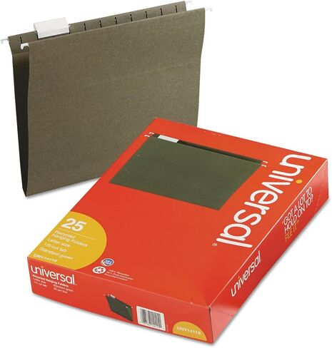 Universal 14115 Hanging File Folders, 1/5 Tab, 11 Point Stock, Letter, Standard Green, 25/Box in Saudi Arabia
