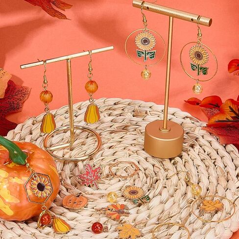 SUNNYCLUE 1 Box 10 Pairs Fall Earring Making Kit Thanksgiving Enamel Charms Maple Leaf Pumpkin Sunflower Turkey Thanksgiving Day Charms Autumn Charms Bulk for Jewelry Making Kits DIY Dangle Earrings in Saudi Arabia