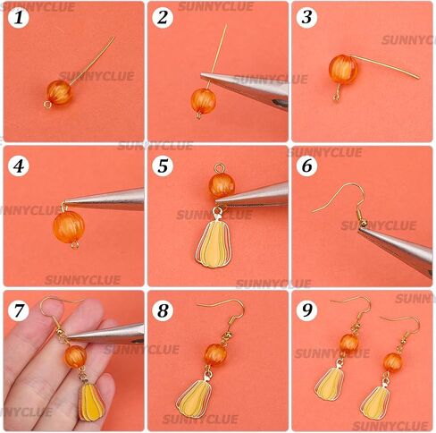 SUNNYCLUE 1 Box 10 Pairs Fall Earring Making Kit Thanksgiving Enamel Charms Maple Leaf Pumpkin Sunflower Turkey Thanksgiving Day Charms Autumn Charms Bulk for Jewelry Making Kits DIY Dangle Earrings in Saudi Arabia