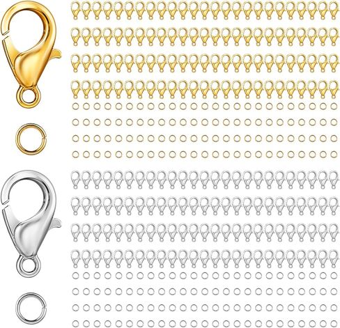 700pcs clasps جراد البحر لصنع المجوهرات ، مجموعة حلقات القفزة المفتوحة ، مشابك سوار معدني ، قلادة الإغلاق لموازم مجوهرات سلسلة مفاتيح السلسلة الرئيسية in Saudi Arabia