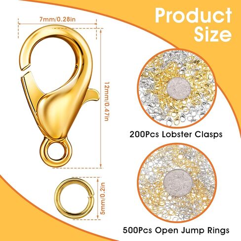 700pcs clasps جراد البحر لصنع المجوهرات ، مجموعة حلقات القفزة المفتوحة ، مشابك سوار معدني ، قلادة الإغلاق لموازم مجوهرات سلسلة مفاتيح السلسلة الرئيسية in Saudi Arabia