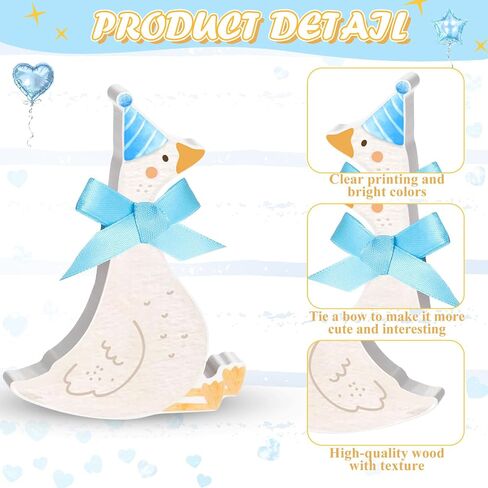 Chunful 6 Pcs Wooden One Silly Goose Table Decorations 4.7 Inch Bow Silly Goose 1st Birthday Centerpieces for 1st Birthday Party Decorations Baby Shower Photo Props(Pink) in Saudi Arabia