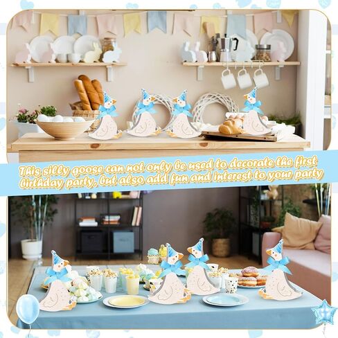 Chunful 6 Pcs Wooden One Silly Goose Table Decorations 4.7 Inch Bow Silly Goose 1st Birthday Centerpieces for 1st Birthday Party Decorations Baby Shower Photo Props(Pink) in Saudi Arabia