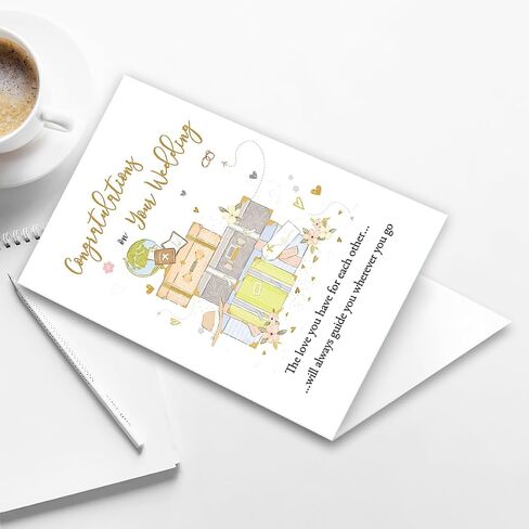 Romantic Wedding Card, Bridal Shower Card or Engagement Cards,Thick Card Stock with Premium Envelope 5.3in x 8in in Saudi Arabia