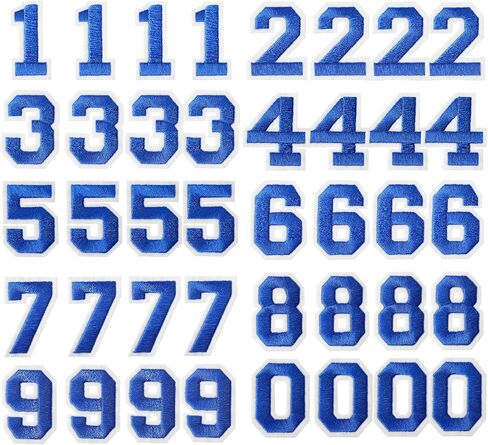 40 Pcs Iron On Numbers Patches, Numbers 0-9 Embroidered Applique Patches DIY Decorative Heat Press Patch for Jeans, Hats, Handbags, Blue in Saudi Arabia