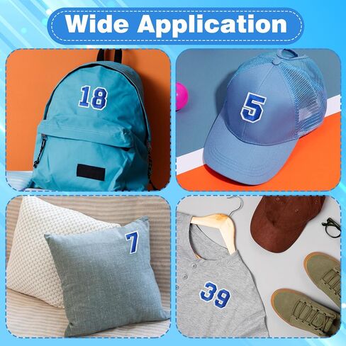 40 Pcs Iron On Numbers Patches, Numbers 0-9 Embroidered Applique Patches DIY Decorative Heat Press Patch for Jeans, Hats, Handbags, Blue in Saudi Arabia