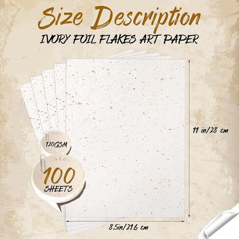 Gersoniel 100 ورقة Cream Cardstock 8.5 × 11 ورقة استئناف لطباعة ورقة القرطاسية الورقية للطباعة رقائق رقائق الذهب decoative لدعوات قوائم الشهادة (120 GSM) in Saudi Arabia