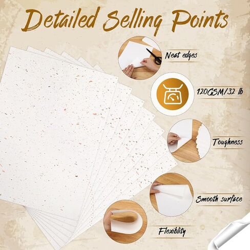 Gersoniel 100 ورقة Cream Cardstock 8.5 × 11 ورقة استئناف لطباعة ورقة القرطاسية الورقية للطباعة رقائق رقائق الذهب decoative لدعوات قوائم الشهادة (120 GSM) in Saudi Arabia