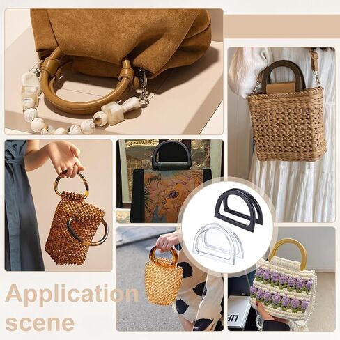 PH PandaHall 8pcs D Shape Purse Handle, 2 Colors Plastic Bag Handles Decorative Handbag Handle Replacement for Macrame Crochet Bag Handbags Straws Beach Canvas Wallet Purse Making 4.7x3.3inch in Saudi Arabia