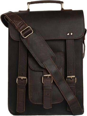 Vintage Leather Satchel Backpack Handmade Brown Laptop & Office Bag for Men and Women 3 Inch Briefcase, Office Messenger Bag in Saudi Arabia