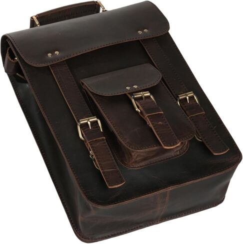Vintage Leather Satchel Backpack Handmade Brown Laptop & Office Bag for Men and Women 3 Inch Briefcase, Office Messenger Bag in Saudi Arabia