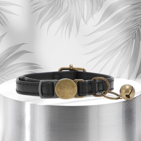 Cat Collar, Adjustable Breakaway Feature, PU Cat Collar Breakaway with Bell Brown in Kuwait