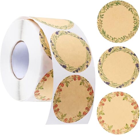500PCS Canning Label Stickers for Jars and Lids,2Inch Round Jars Labels for Mason Jar,Wreath Designs Kraft Sticker Labels for Food Containers Candle Pantry Spice Lids Bottle Labels (White1) in Kuwait