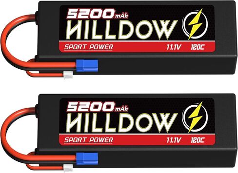 Hilldow 11.1V Lipo RC Battery 3S 120C 5200MAH Lipos بطاريات قابلة لإعادة شحنها مع موصل EC5 لـ RC Car Boat Truck Airplane Models in Kuwait