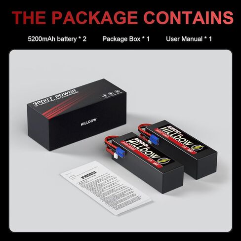 Hilldow 11.1V Lipo RC Battery 3S 120C 5200MAH Lipos بطاريات قابلة لإعادة شحنها مع موصل EC5 لـ RC Car Boat Truck Airplane Models in Kuwait