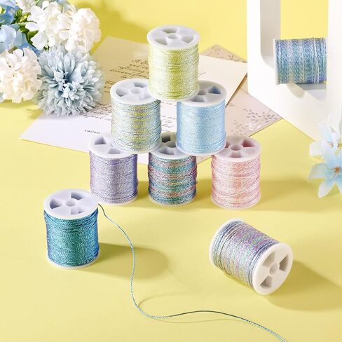 Beadthoven 167 Yards 9 Colors Iridescent Polyester Cord 0.6mm Friendship Bracelet Cord Pastel Colorful Braided Jewelry Making Beading String Sewing Thread for Craft Chinese Knotting Kumihimmo Macrame in Saudi Arabia