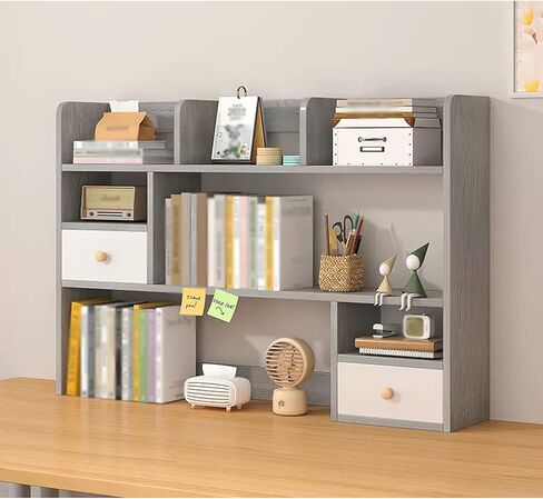 Book Stand Desktop Organizers for Office Desk, Desktop Organizer and Storage, for Dorm, Home Decor, Makeup Shelf, Grey Bookshelf(L103*D17*H80cm) in Saudi Arabia