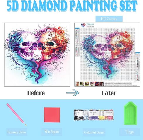 Diamond Art Kits for Adults - Skull 5D Diamond Art Kits Full Drill,Gem Diamond Painting for Adult 12X12 Inch in Saudi Arabia