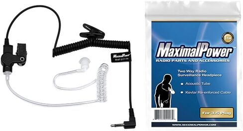 MaximalPower RHF 617-1N X2 3.5mm RECEIVER/LISTEN ONLY Surveillance Headset Earpiece with Clear Acoustic Coil Tube Earbud Audio Kit For Two-Way Radios -2 Pack in Kuwait