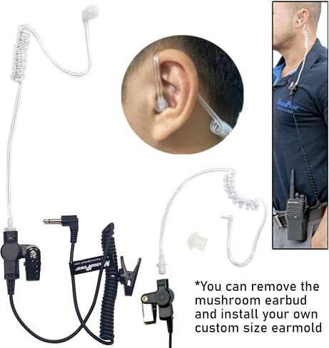 MaximalPower RHF 617-1N X2 3.5mm RECEIVER/LISTEN ONLY Surveillance Headset Earpiece with Clear Acoustic Coil Tube Earbud Audio Kit For Two-Way Radios -2 Pack in Kuwait