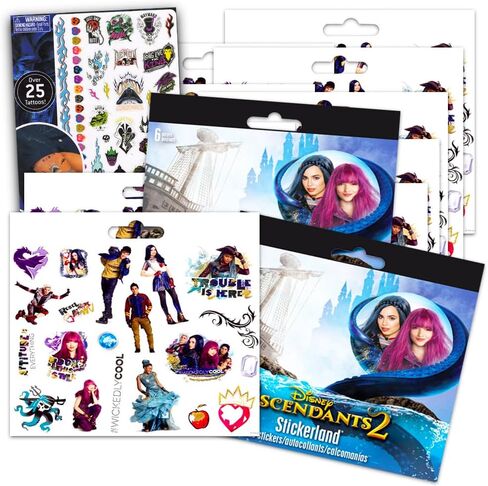 Disney Descendants Stickers Party Pack Bundle - Over 240 Descendants Stickers with Bonus Tattoos (12 Sticker Sheets, Descendants Party Supplies) in Saudi Arabia