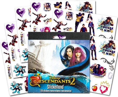 Disney Descendants Stickers Party Pack Bundle - Over 240 Descendants Stickers with Bonus Tattoos (12 Sticker Sheets, Descendants Party Supplies) in Saudi Arabia
