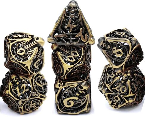 الزهر المعدني الجوفاء المعدني الزنوق الفريد من نوعه و Dragons polyhedral dice تعيين لـ D&D TRPG ، MTG ، Pathfinder ، لوحة الطاولة لفة ألعاب D4 D6 D8 D10 D ٪ D12 D20 (Silver) in Kuwait