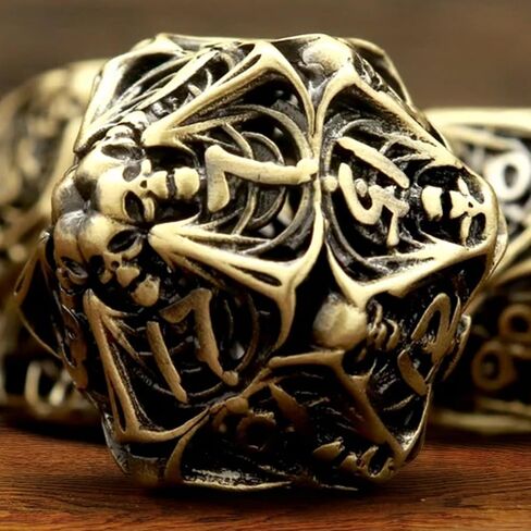 الزهر المعدني الجوفاء المعدني الزنوق الفريد من نوعه و Dragons polyhedral dice تعيين لـ D&D TRPG ، MTG ، Pathfinder ، لوحة الطاولة لفة ألعاب D4 D6 D8 D10 D ٪ D12 D20 (Silver) in Kuwait