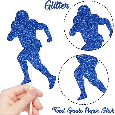 24pcs Glitter Football Party Cupcake Toppers Football Birthday Party Decorations Rugby Cake Cupcake Decor for Footballs Player Birthday Party Sport Game Day Baby Shower Supplies in Saudi Arabia