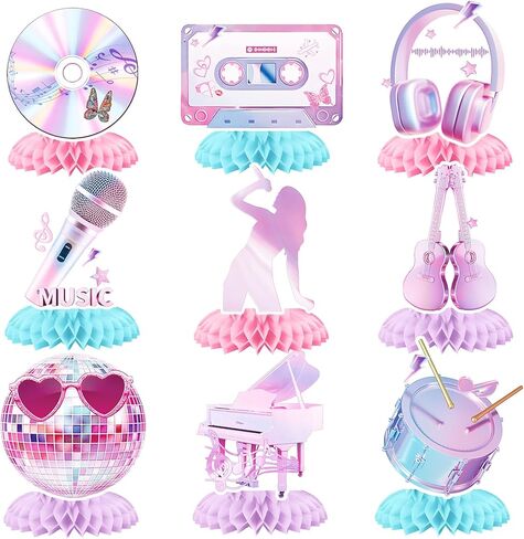 9pcs Music Lover Birthday Party Decorations Honeycomb Centerpieces Table Decorations for Music Themed Party Supplies in Saudi Arabia