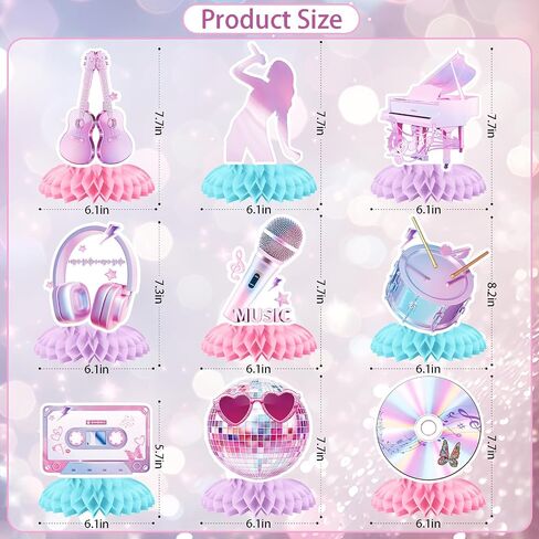 9pcs Music Lover Birthday Party Decorations Honeycomb Centerpieces Table Decorations for Music Themed Party Supplies in Saudi Arabia