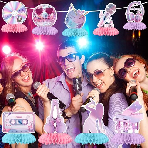 9pcs Music Lover Birthday Party Decorations Honeycomb Centerpieces Table Decorations for Music Themed Party Supplies in Saudi Arabia