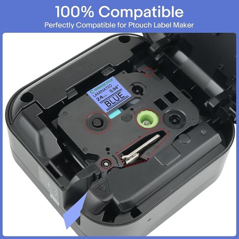 GREENCYCLE TZe-551 24mm 0.94 Laminated Blue Label Maker Tape Compatible for Brother P-Touch TZ-551 TZe551 Black on Blue TZe TZ Tape for PT-D600 PT-D610BT PT-P700 PT-P710BT,2 Pack in Saudi Arabia