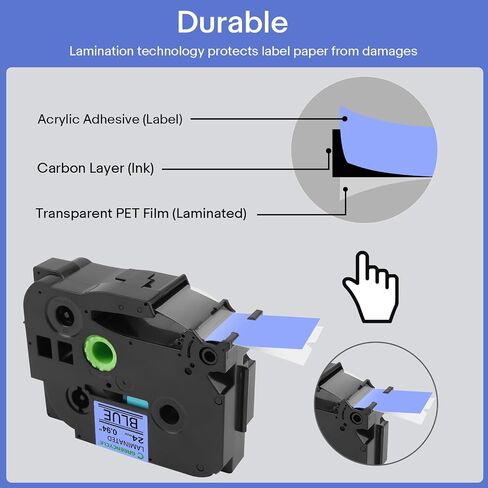 GREENCYCLE TZe-551 24mm 0.94 Laminated Blue Label Maker Tape Compatible for Brother P-Touch TZ-551 TZe551 Black on Blue TZe TZ Tape for PT-D600 PT-D610BT PT-P700 PT-P710BT,2 Pack in Saudi Arabia