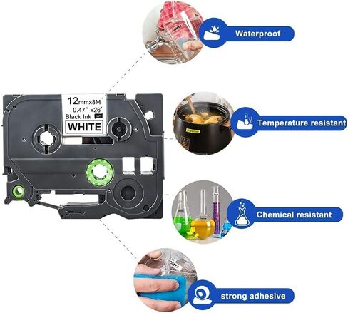 6-Pack Tze Label Maker Tape Tz 12mm 0.47 Inch TZe131 Tze231 Tze431 Tze531 Tze631 Tze731 Laminated Compatible Label Maker Tape Replacement for Brother PTouch PTH100 PTH110 PTD600 PTD200 PTD210 in Kuwait