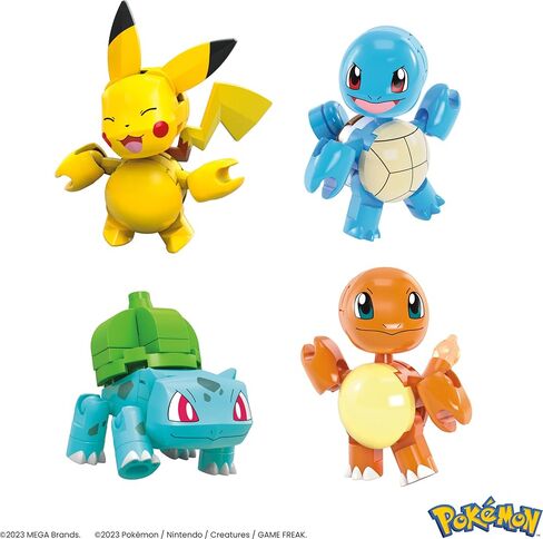 MEGA Pokémon Action Figure Building Toys, Beginner Trainer Team with 191 Pieces, 8 Characters Including Pikachu Charmander Squirtle, for Kids, HTJ75 in Kuwait