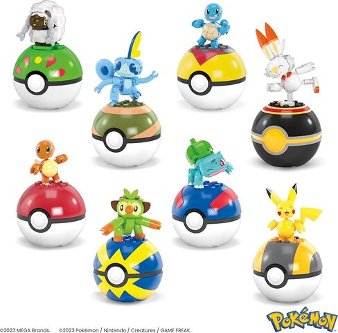 MEGA Pokémon Action Figure Building Toys, Beginner Trainer Team with 191 Pieces, 8 Characters Including Pikachu Charmander Squirtle, for Kids, HTJ75 in Kuwait