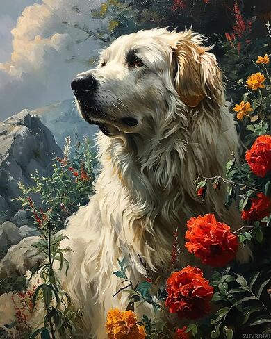 ZUVRDIAI Paint by Number for Adults, Great Pyrenees Watching Over Flock, Adult Crafts Paint by Numbers, DIY Handmade Gifts 16x20 Inch in Saudi Arabia