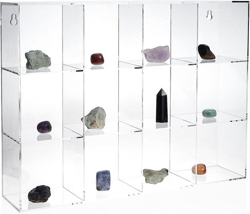 Juvale Hanging Clear Acrylic Display Case with Shelves, 12 Compartment Showcase for Collectibles, Figurines (16 x 12 x 3 Inch) in Saudi Arabia