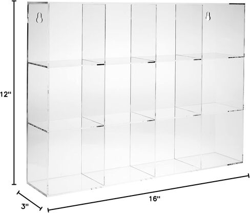 Juvale Hanging Clear Acrylic Display Case with Shelves, 12 Compartment Showcase for Collectibles, Figurines (16 x 12 x 3 Inch) in Saudi Arabia
