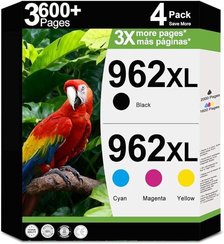 خراطيش حبر 962XL لطابعات HP استبدال HP 962 XL Combo Pack متوافق مع HP962 9015E 9010 9015 9025E 9020 9018E 9018 9025 9012E 9010E 9012 9020E 9019 PRINTER-CYAN in Kuwait
