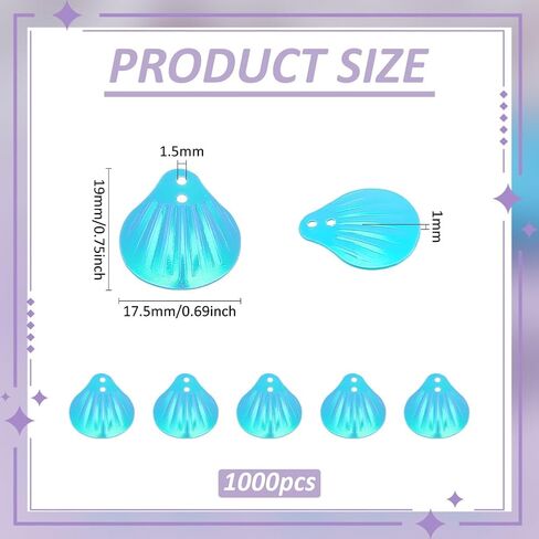 PH PandaHall 1000pcs Shell Shape Loose Sequin Seashell Sequins Paillette Sequin and Spangles Craft Sequins with 2 Holes Art Paillette for Wedding Sewing Applique Clothes Jewelry Craft Decor, Sky Blue in Saudi Arabia