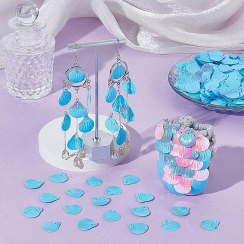 PH PandaHall 1000pcs Shell Shape Loose Sequin Seashell Sequins Paillette Sequin and Spangles Craft Sequins with 2 Holes Art Paillette for Wedding Sewing Applique Clothes Jewelry Craft Decor, Sky Blue in Saudi Arabia